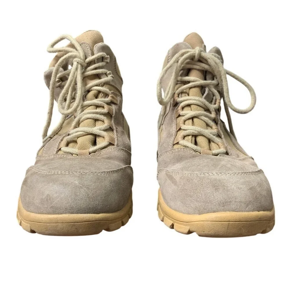 Ludey Mens Size 9 Tan Faux Suede Lightweight Military Tactical Combat Army Boots